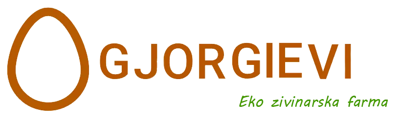 Header logo for GJORGIEVI, featuring an egg outline with the company's name and eco farm descriptor.